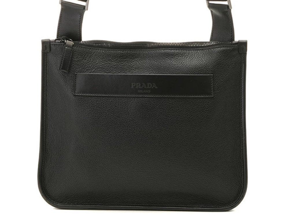 Prada Shoulder Bag Hobo Leather Black
